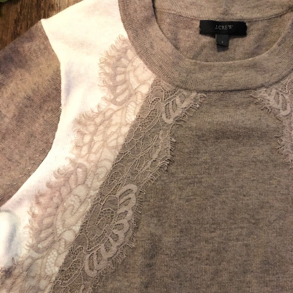 J. Crew Colorblock Lace Panel Sweater Beige - Picture 5 of 7